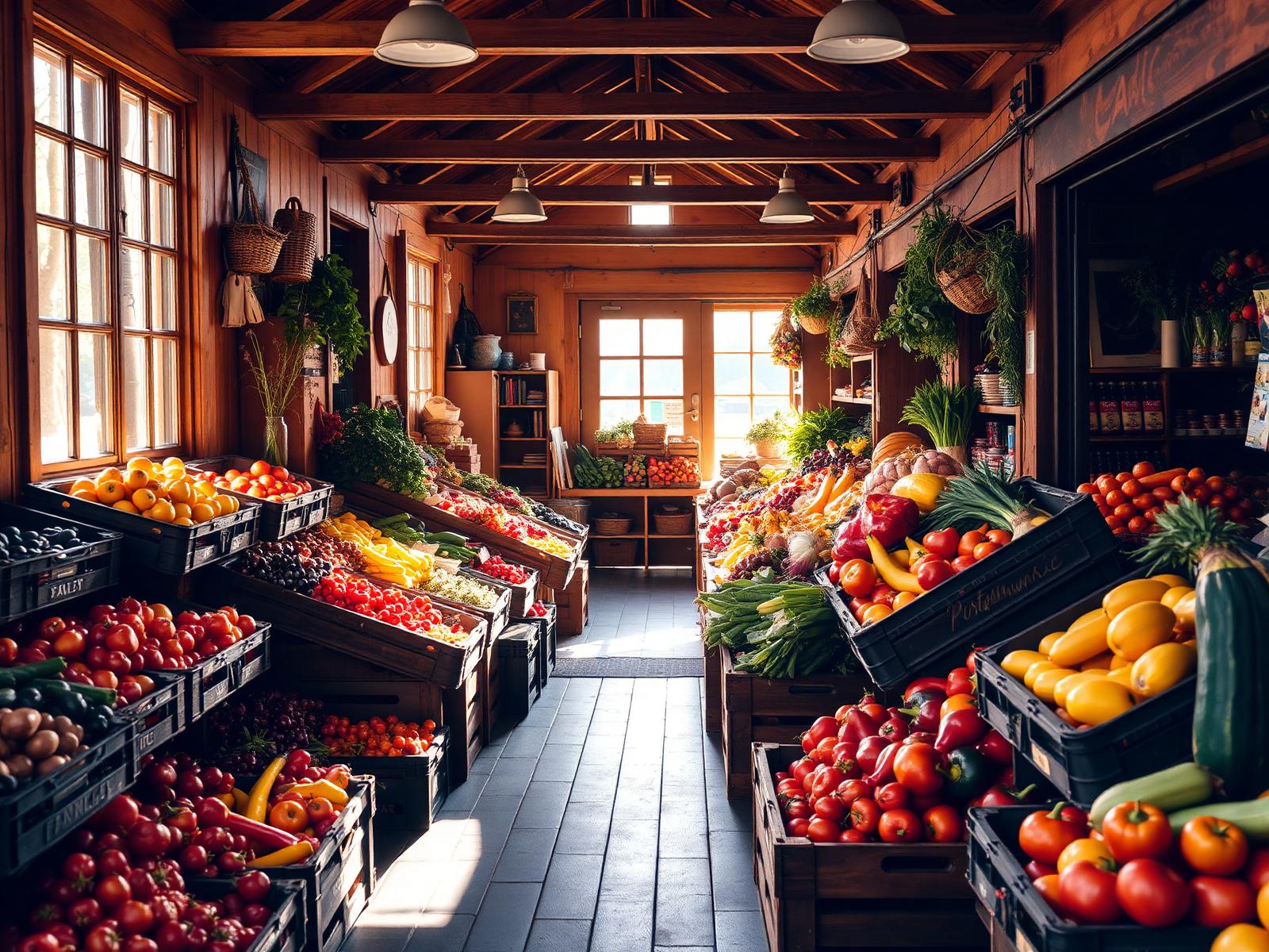 Hortifruti com frutas e verduras frescas
